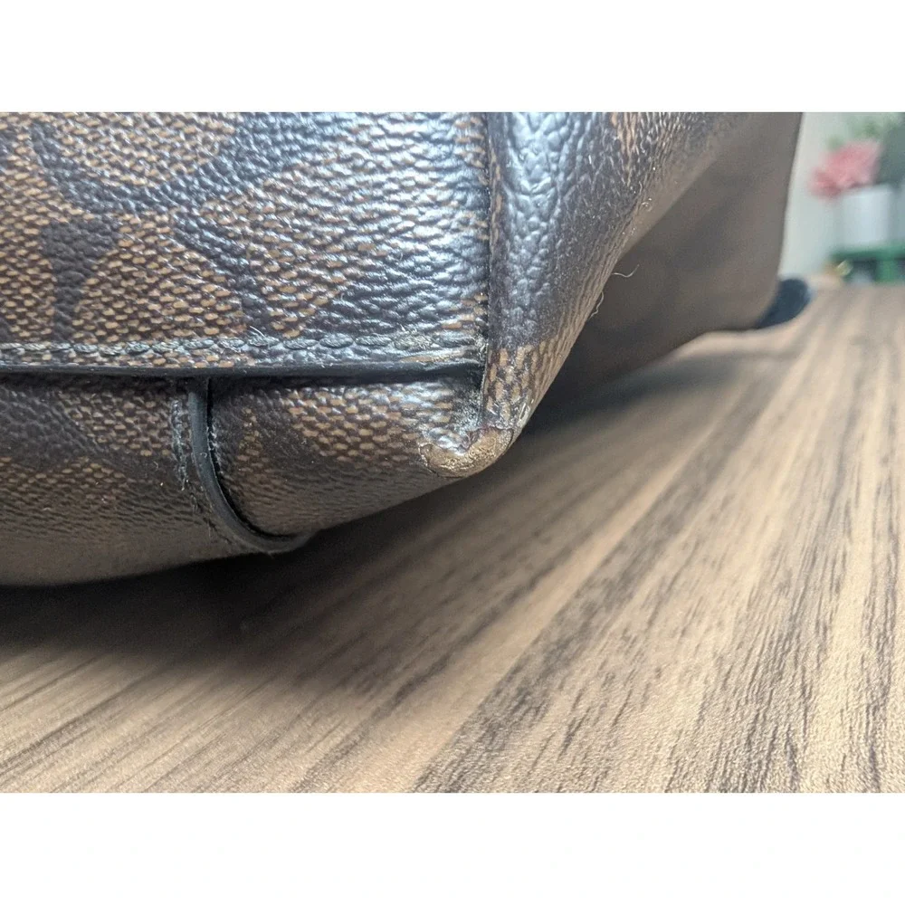 Coach Signature Zip Top Tote Bag Brown Black Canvas Leather Purse/Wallet F58318